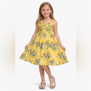 Epic Threads Yellow Floral Smocked Sundress with Ruffle Hem